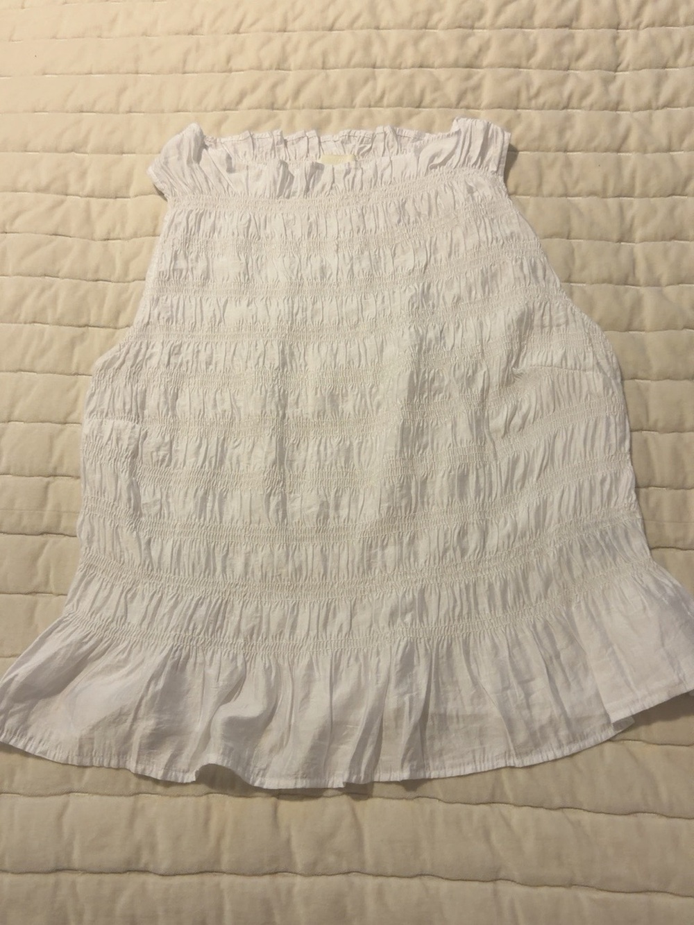 H&M White Smocked Sleeveless Peplum Top Size Large